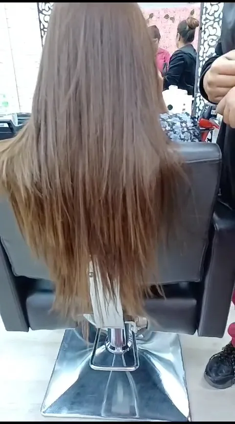 Smooth, sleek straightened long hair