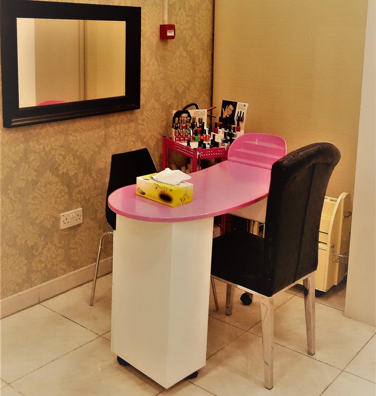 Manicure and pedicure station at Sandhya Beauty Salon