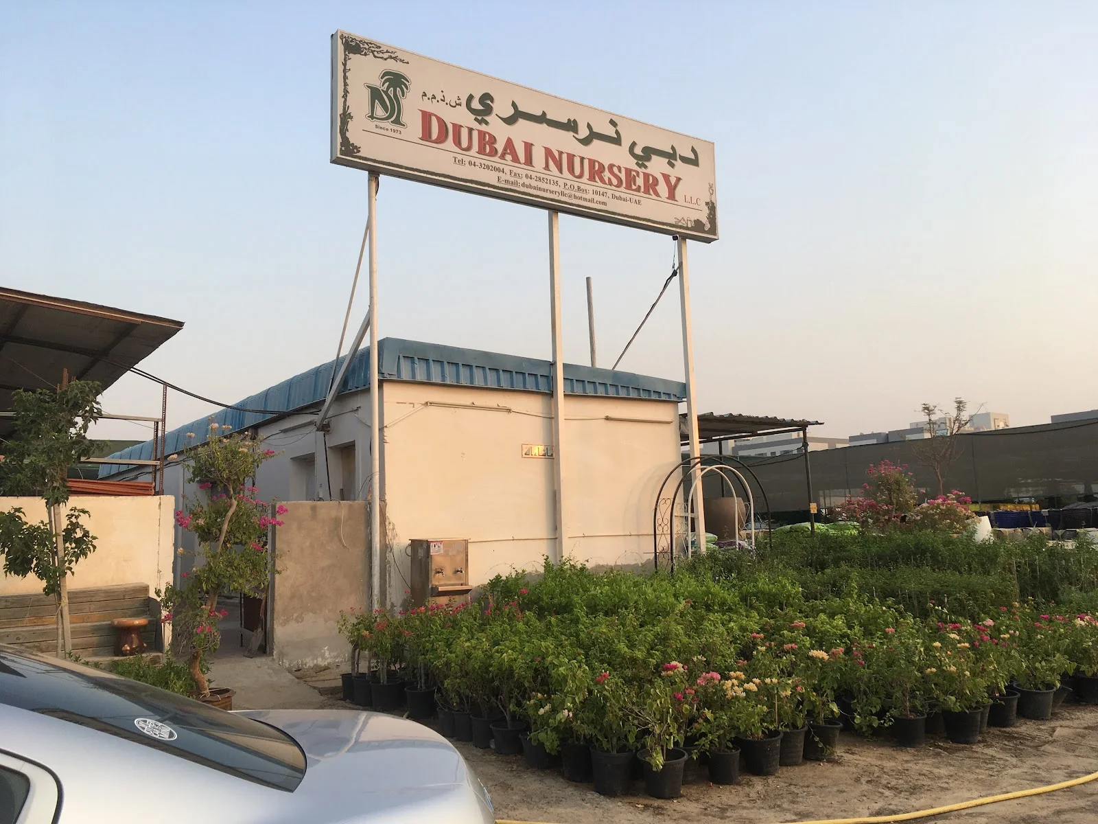 The Dubai Nursery storefront and signage in Warsan 3, Dubai