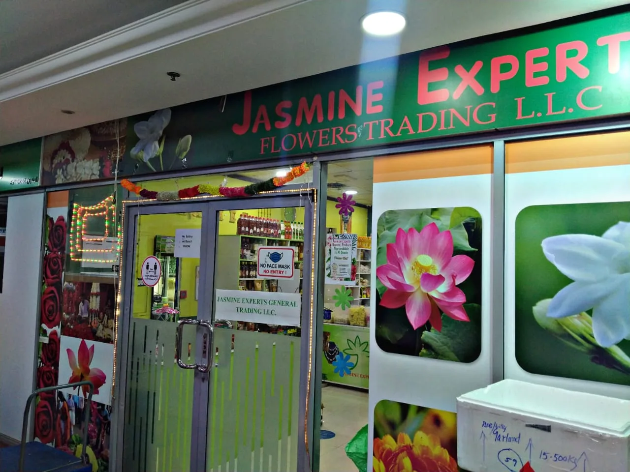 The Jasmine Experts Flowers Trading storefront in Al Karama, Dubai